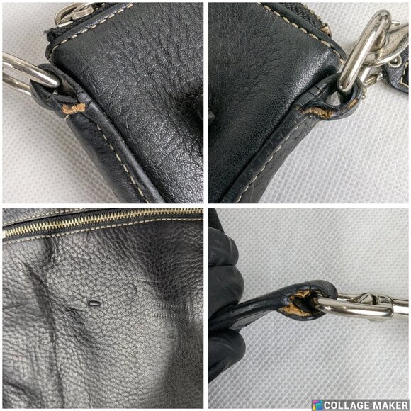 Coach Black Leather Top Zip Crossbody Handbag Purse Snap Pocket - Picture 8 of 11